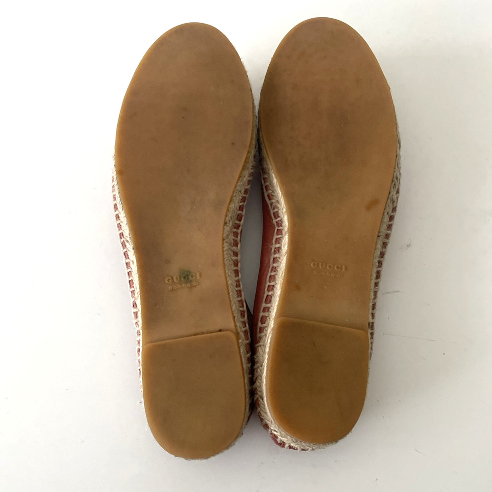 Gucci Horsebit Leather Espadrille Flat Silver-tone Buckle Round toe Slip On 39 - Picture 10 of 11